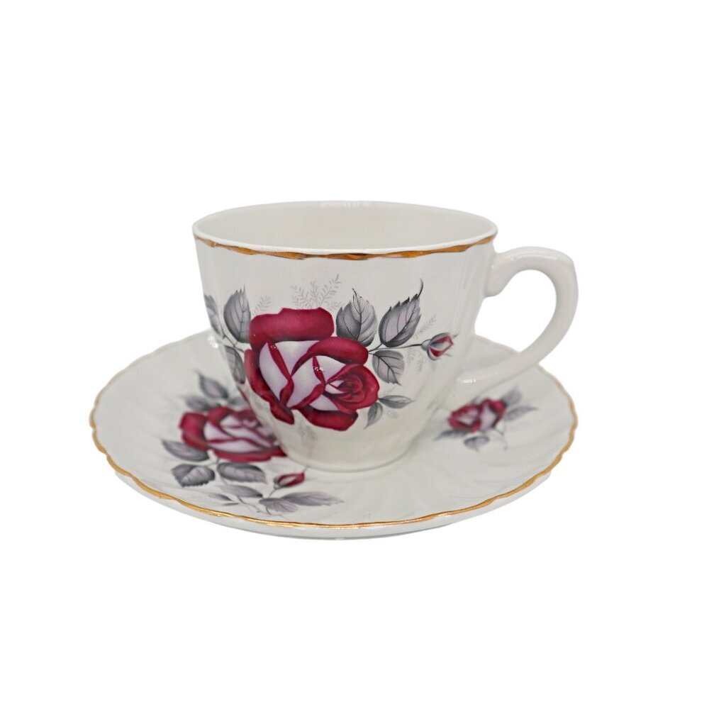Teacup and Saucer Royal Wessex Floral Bone China England Tea Cup Vintage Rose